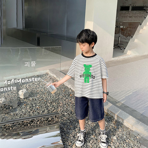 Children's denim shorts 2024 new design summer thin 5-pocket pants for big kids casual middle pants