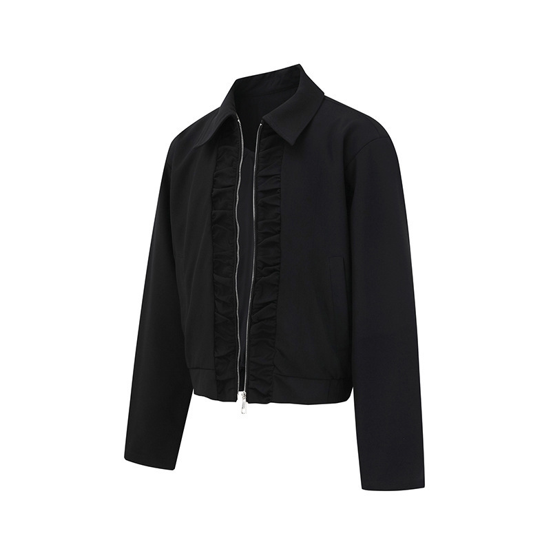 Atborder 2025 Autum Retro Street Pleated Zipper Lapel Jacket Japanese Style Casual Loose Jacket for Men