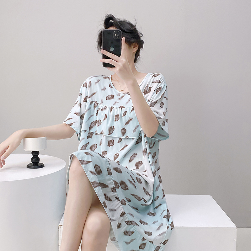 2025新款棉绸睡裙女宽松少女中款连衣裙高级感薄款家居服可外穿