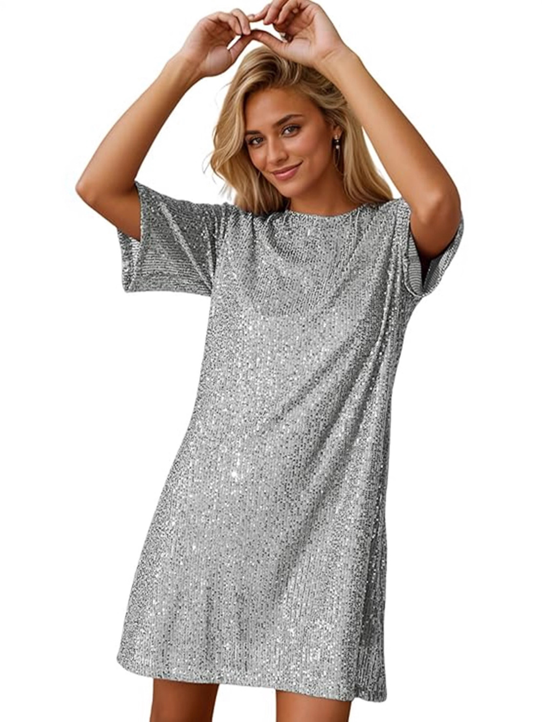 2025 primavera e verão novo comércio exterior transfronteiriço roupas femininas Amazon desejo saia média ombro oblíquo vestido de lantejoulas vestido saia