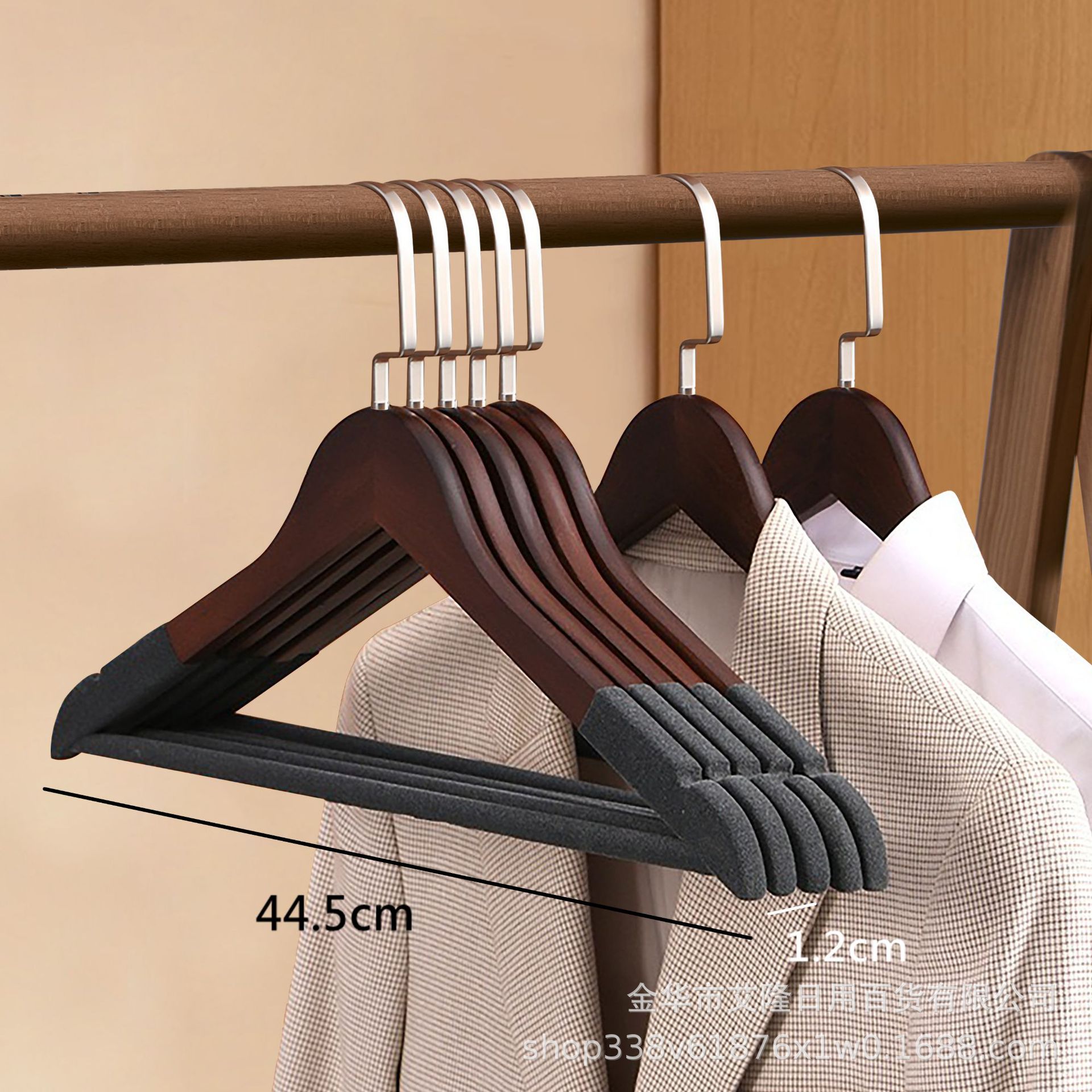 Percha flocada de madera maciza, almacenamiento de armario, ropa colgante para el hogar antideslizante y sin costuras, soporte de ropa, percha de madera retro