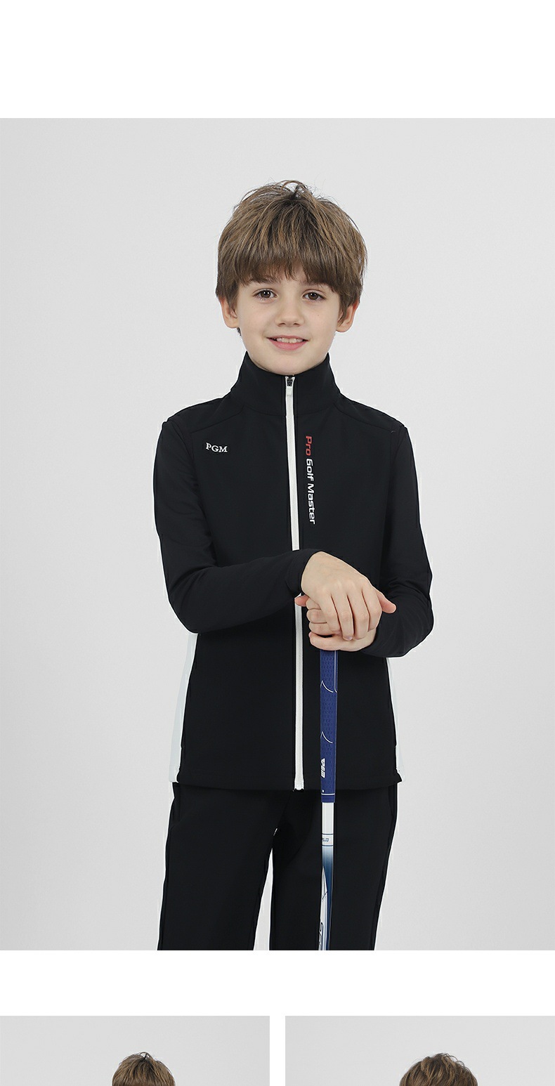 Áo ghi lê trẻ em chơi golf cổ đứng giữ ấm thu đông PGM — YF509-màu xanh nước biển, YF509-màu trắng, YF509-Đen chi tiết 10