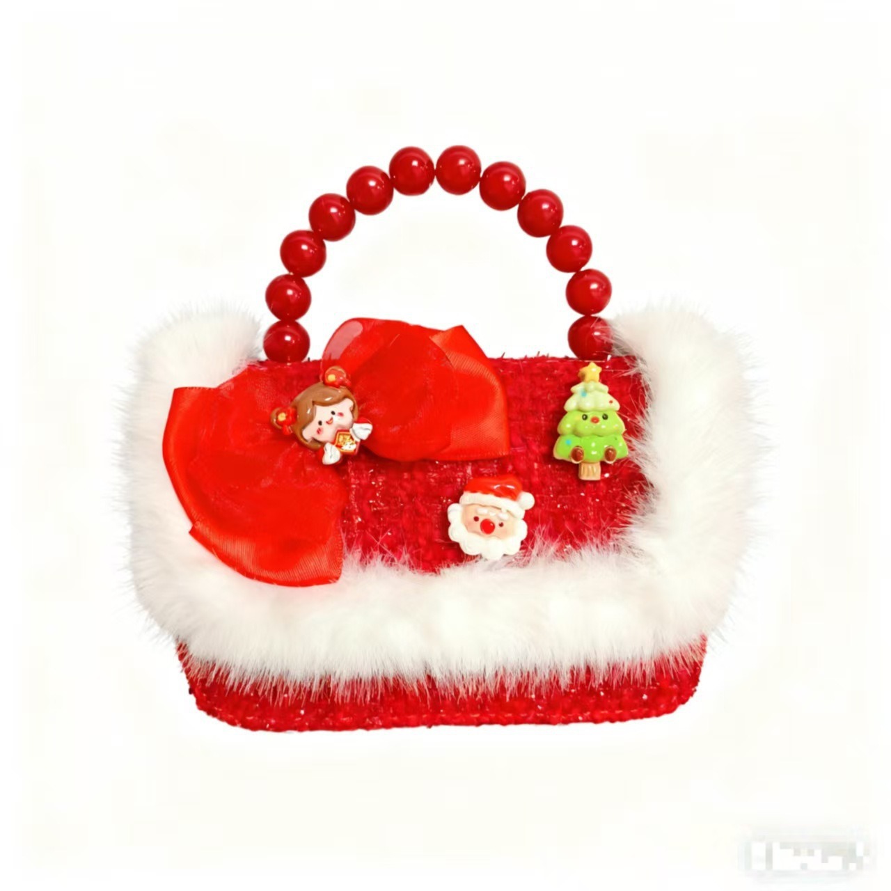 Cartera de Año Nuevo rojo arco de papá Noel bolso de perla pequeña cadena de viento fragante bolso de hombro