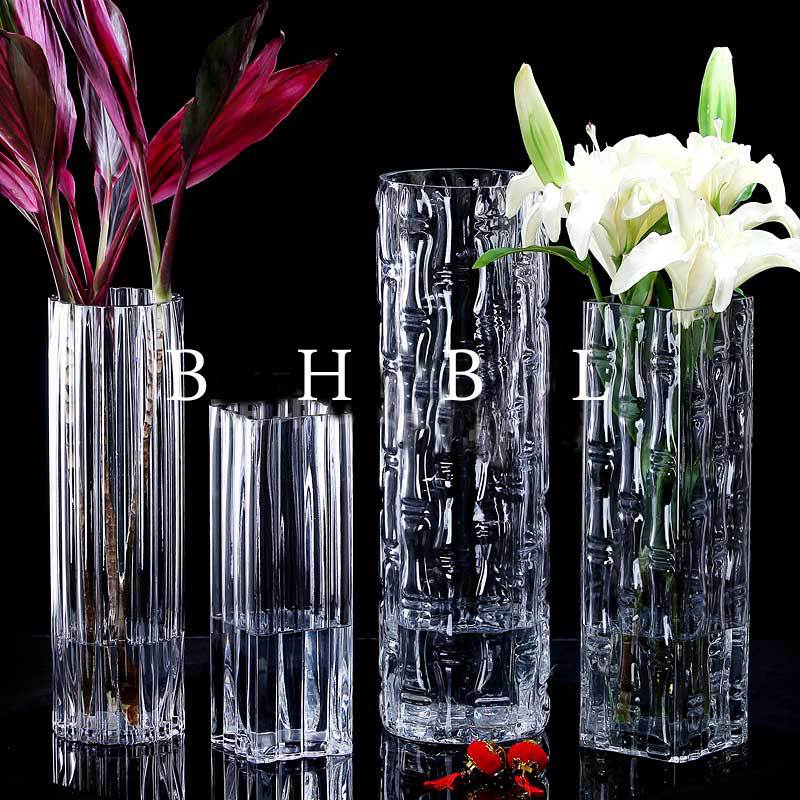 富贵竹水培花瓶特大号竹节客厅落地水养插花大号透明水培玻璃花瓶
