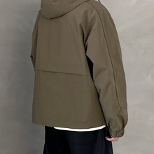 春秋新款简约工装连帽外套青年韩版百搭户外冲锋衣休闲夹克上衣潮