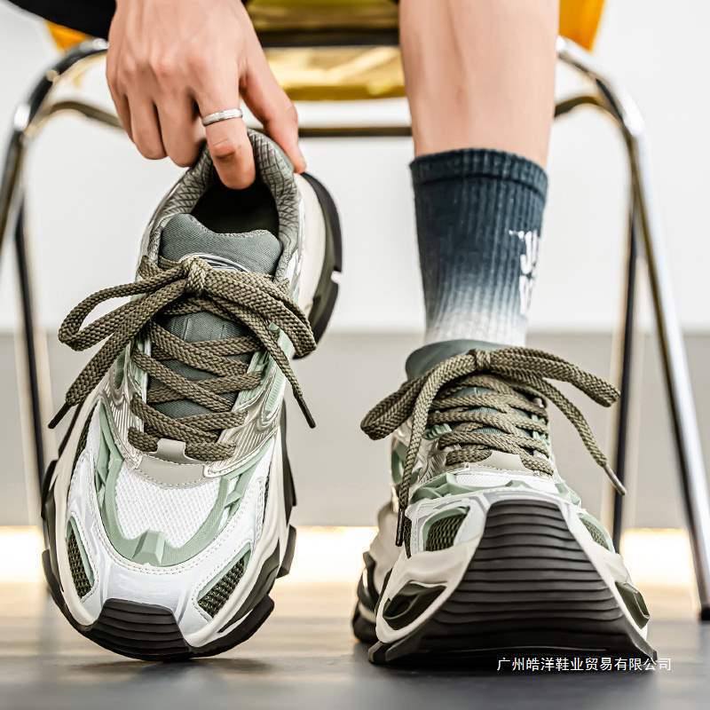 Northern Frontier Wolf Cat Eye Dad Shoes Men's Mecha Style Height Increasing Breathable Mesh Spring and Summer Casual Sports Shoes