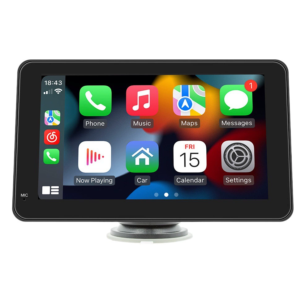 Портативный автомобильный MP5-плеер 7inch с беспроводным CarPlay и Android Auto, подключаемый к автомобильной системе, с функцией просмотра изображения с камеры заднего вида и центральным экраном управления