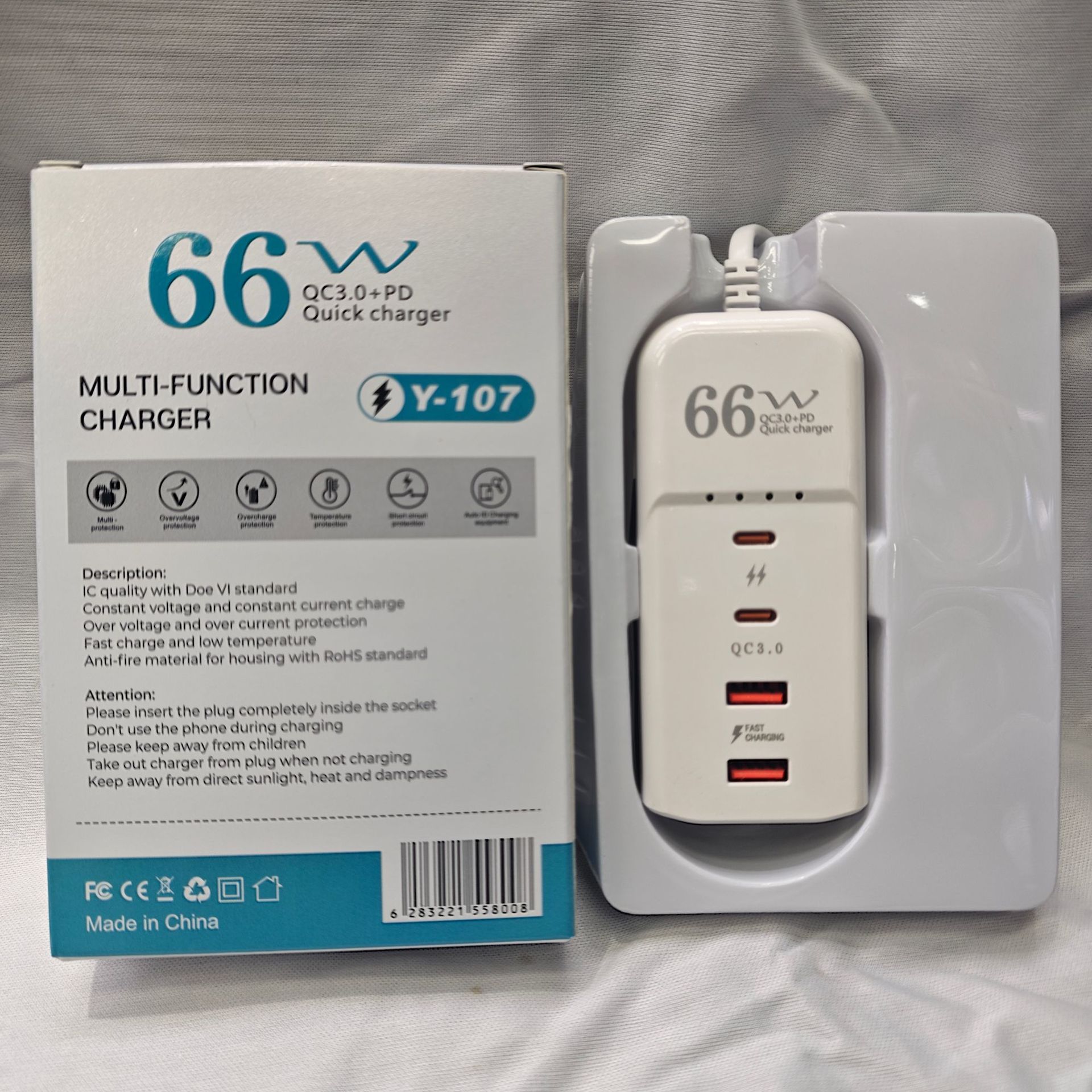 66W Süper Çok Portlu USB Şarj Cihazı PD Akım Tasarrufu Priz Uzatma Kablosu Çok Fonksiyonlu Priz Kablolu Telefon Hızlı Şarj Şarj Başlığı
