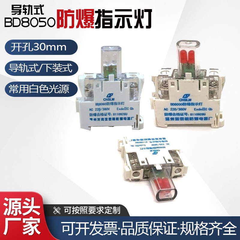 BD8050分体式导轨防爆信号灯 防爆防腐指示灯按钮 LED电源指示灯