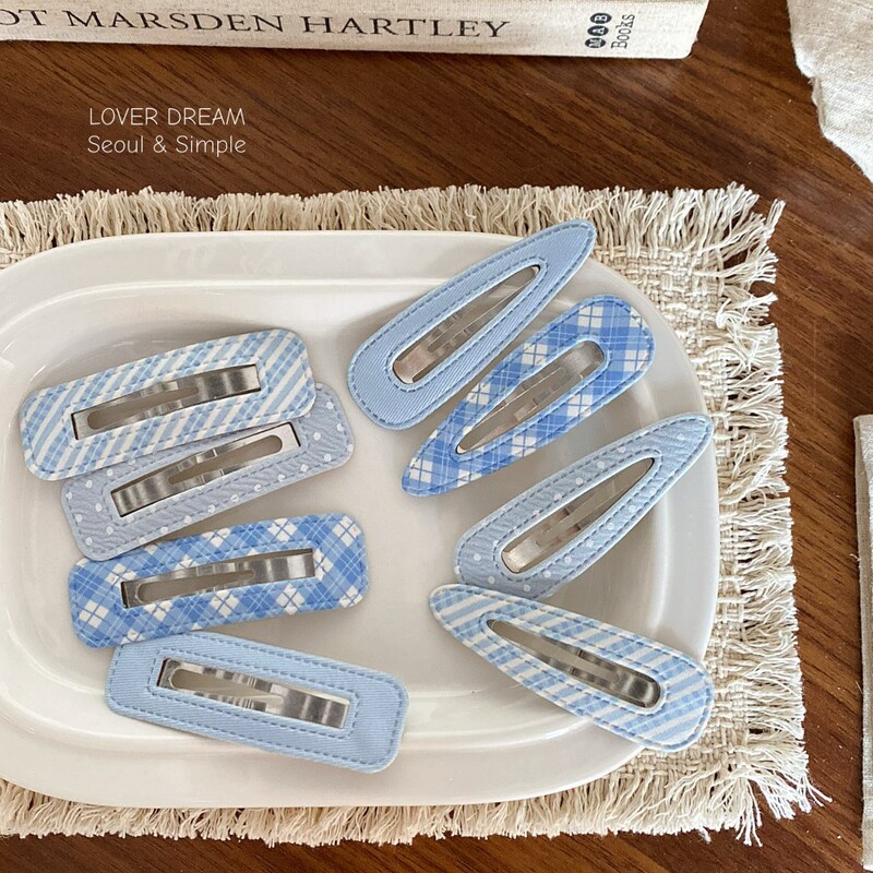 Korean Ins Style Handmade Blue Denim Plaid Bb Clip Fabric Hairpin Fashionable Bangs Clip with a High-End Feel for Niche Women Korean Ins Style Handmade Blue Denim Plaid Bb Clip Fabric Hairpin Fashionable Bangs Clip with a High-End Feel for Niche Women