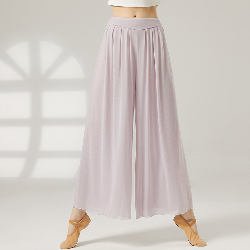 Classical Dance Pants with Drape, Modern Dance Straight-Leg Pants, New Mesh Chinese Dance Practice Clothes, Dance Wide-Leg Pants