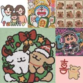 20*20跨境钻石画手工diy儿童益智卡通点钻画钻石粘贴画卧室装饰画