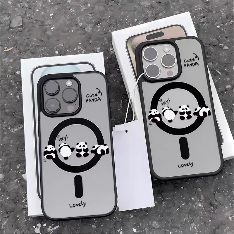 A row of pandas is suitable for Apple iPhone 17 phone cases, 17 Pro Max, 16 Pro, 15 magnetic creative 14 new A row of pandas is suitable for Apple iPhone 17 phone cases, 17 Pro Max, 16 Pro, 15 magnetic creative 14 new