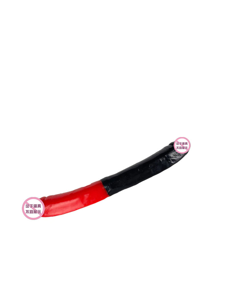 Double-Headed Dragon Dual-End Vibrating Dildo, Red and Black PVC, Large Size — detail image 5
