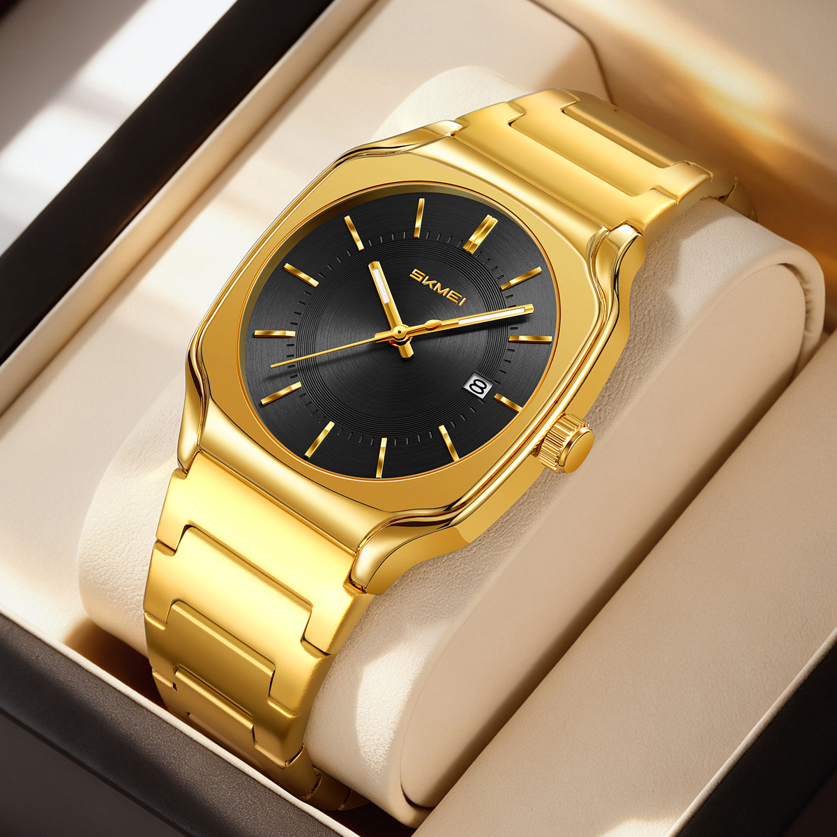 Momento de relojes de hombre calendario de negocios transfronterizo spot relojes de hombre acero noctilucente impermeable fábrica de relojes de cuarzo al por mayor