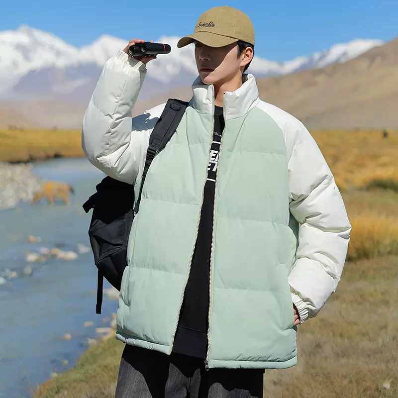 OOTD户外棉服男士冬季百搭休闲运动潮牌时尚拼色立领加厚情侣棉衣