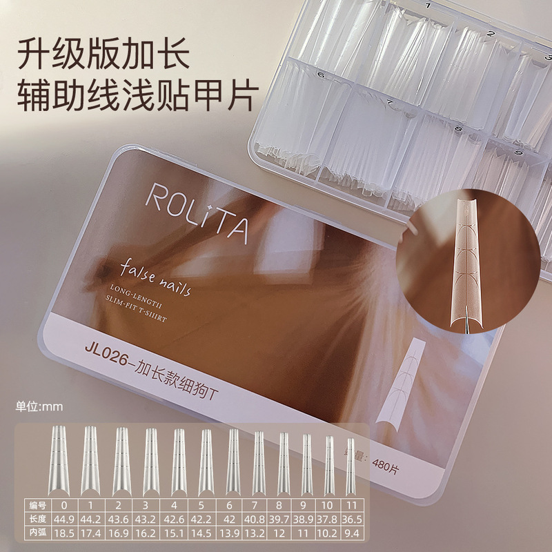 2025 New Upgraded Shallow Nail Patch Transparent Extended Auxiliary Line Toenail Wearable Nail Patch for Nail Salon