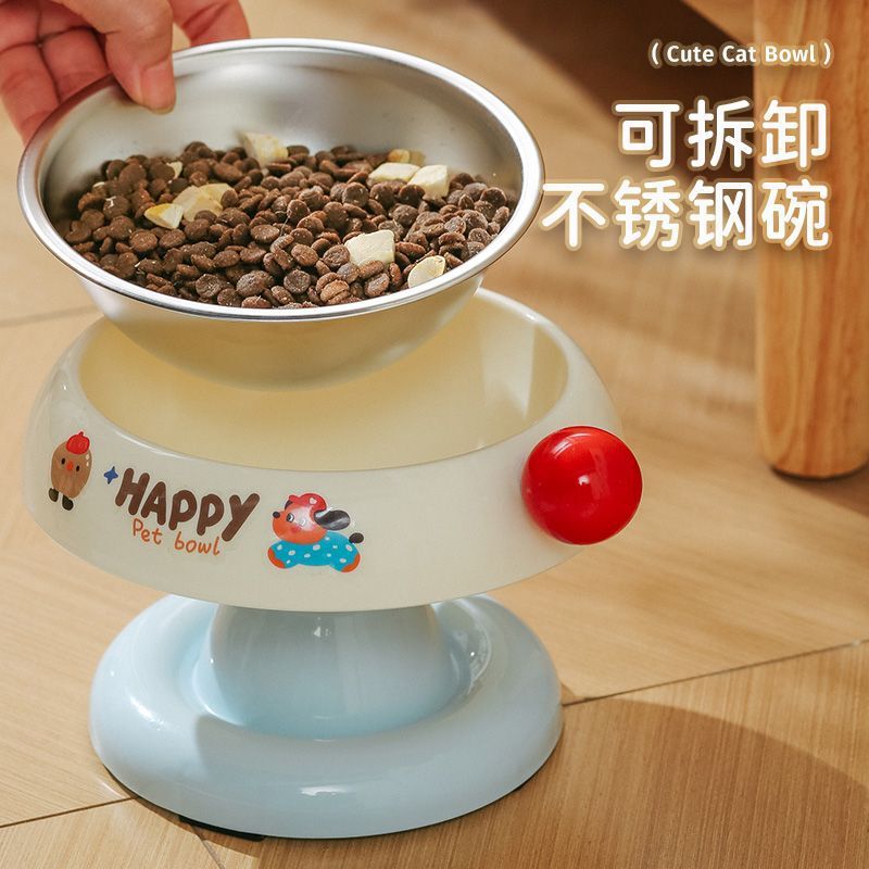 现货！宠物高脚不锈钢防滑食盆粮碗狗狗防打翻保护颈椎下巴饭碗|undefined