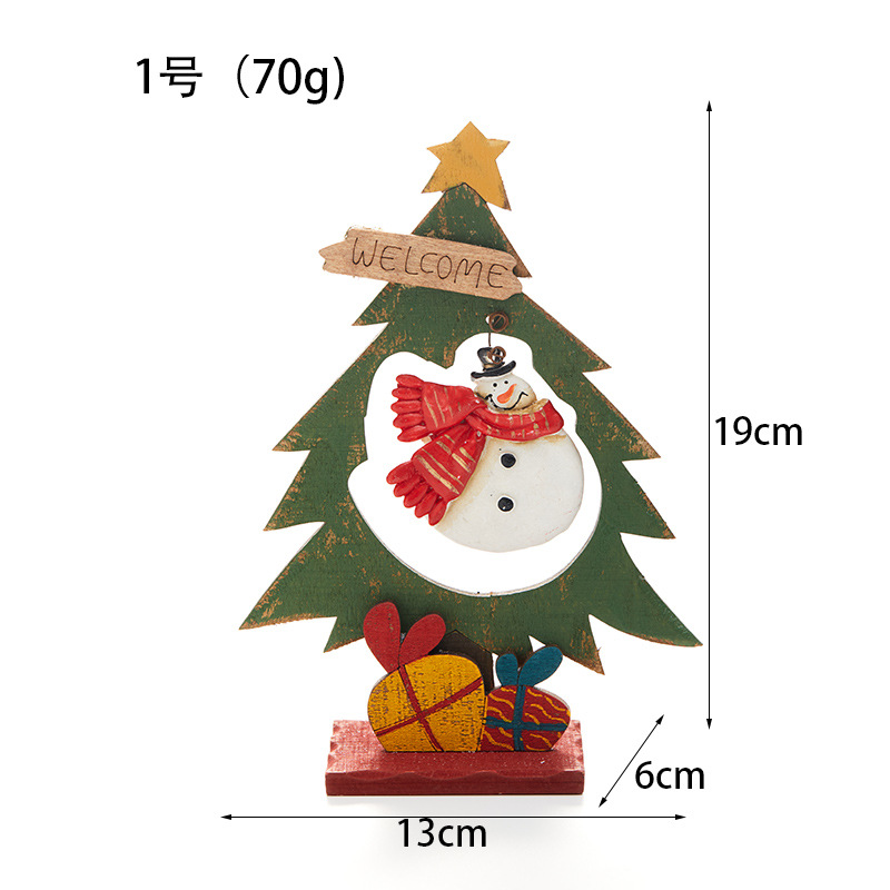 Buscando madera transfronteriza venta caliente una pieza de escritorio de árbol de Navidad árbol de decoración de muñeco de nieve decoración