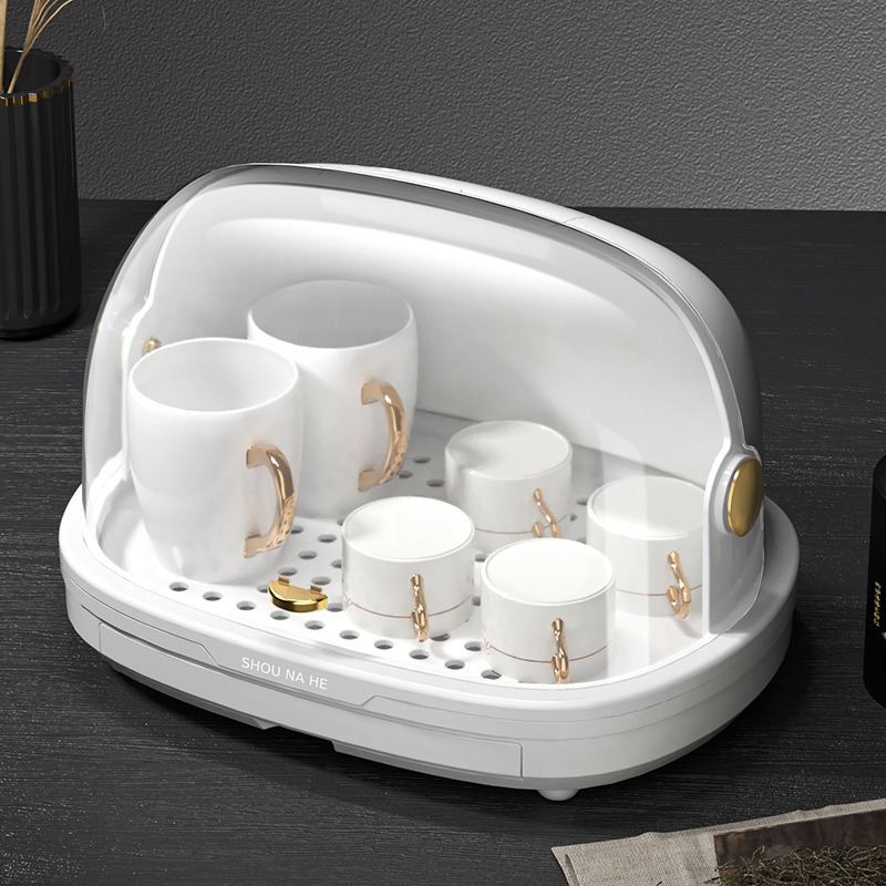 Kitchen Disinfection Dish Rack Drain Cup Rack Dishes Cupboard Storage Bowl Chopsticks with Lid Storage Box Household Disinfection