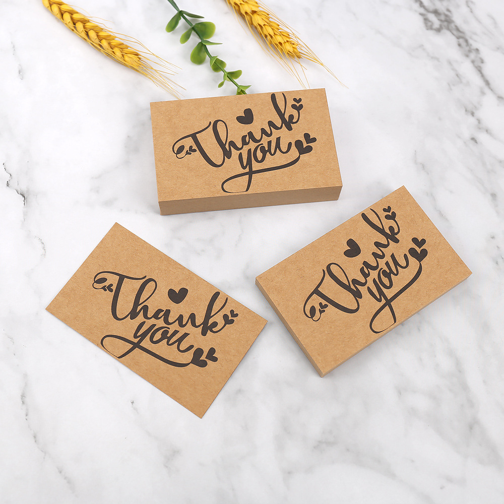 牛皮纸感谢卡50张/包节日婚礼装饰diy礼品卡thankyou的感谢卡片