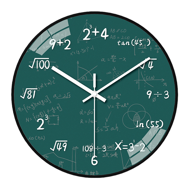 Quartz Clock Wall Clock Silent Training Simple Clock Scientific Creative Math Clock Mathematical Formula Wall Hanging