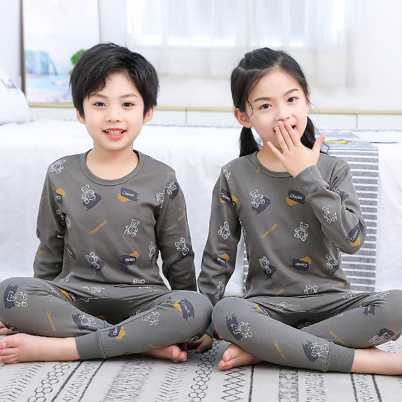 어린이 가을 옷과 바지 면화 소년과 소녀 아기의 열 속옷 세트 면 중엽아동면 스웨터 파자마