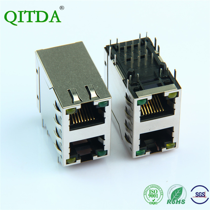RJ45 network port female seat double layer network interface connector with light Ethernet 8P8C Crystal Head seat sub-socket RJ45 network port female seat double layer network interface connector with light Ethernet 8P8C Crystal Head seat sub-socket