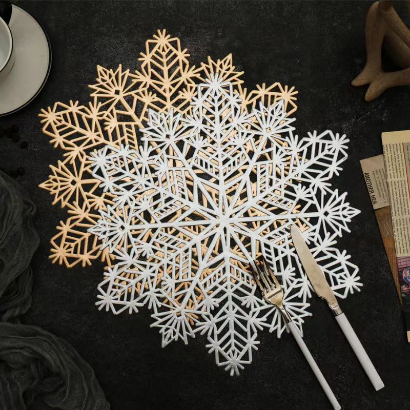 Nordic Style pvc Placemat Household Coaster Bowl Mat Heat Insulation Mat Plate Mat Dining Table Mat Western Placemat Placemat Snowflake Style