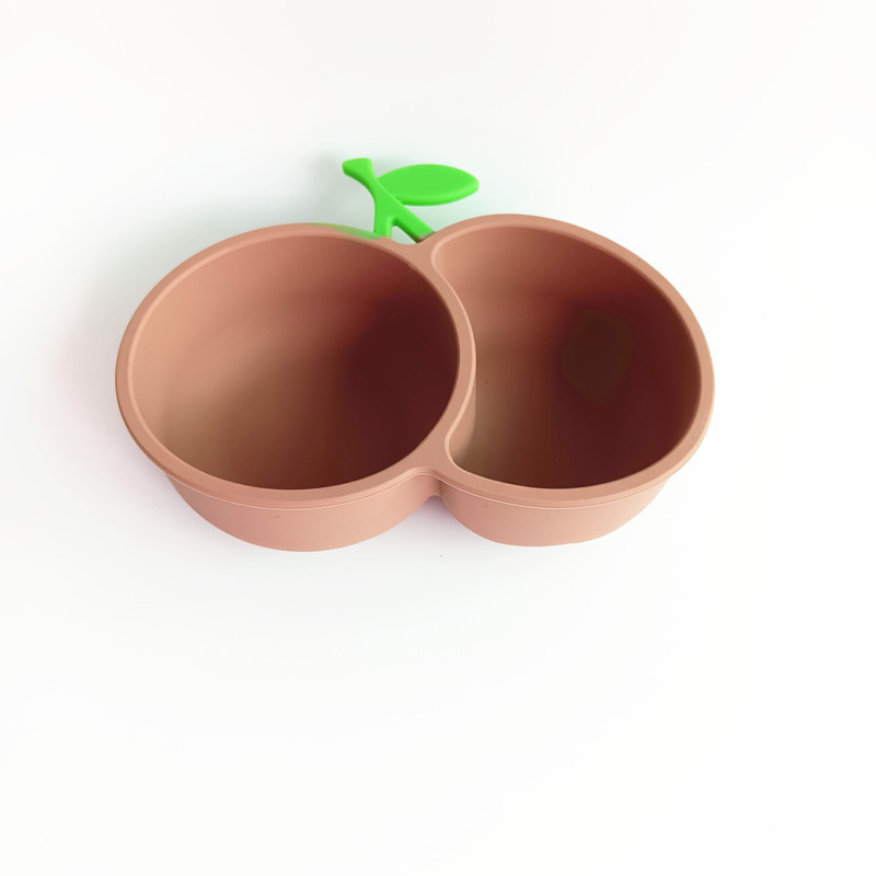 Nuevo creativo caja de inmersión dividida taza de salsa condimento ventosa poderosa para niños bolos de alimentos suplementarios lindos bolos de silicona de cereza