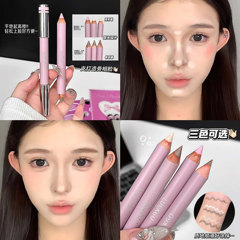 LUCKGO plástico de doble cabeza, crema de piel, contorno facial estereoscópico, maquillaje transfronterizo
