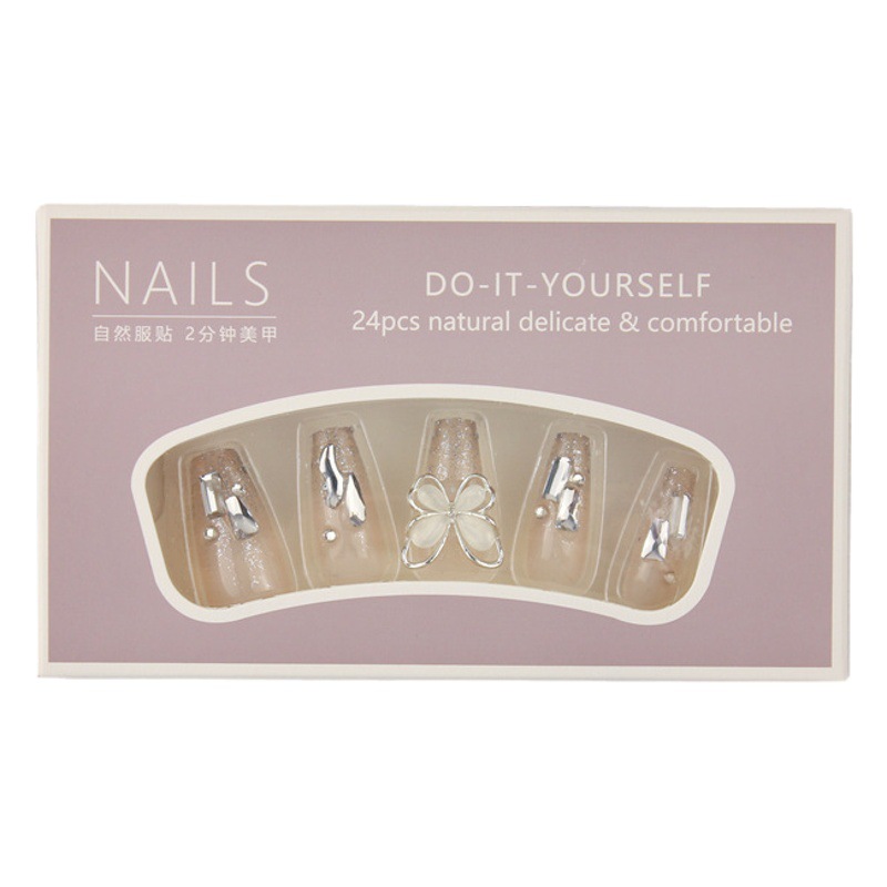 Armadura portátil hecha a mano de alta calidad, uñas de uñas de mariposa de diamantes rotos de estilo explosivo, uñas portátiles al por mayor