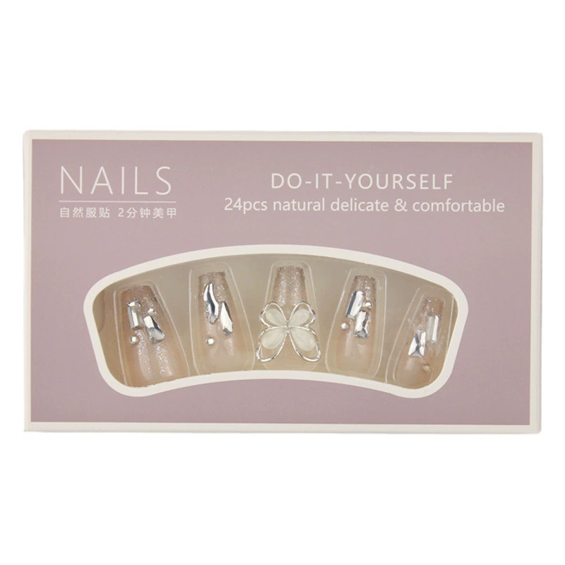 Ношение ногтей ручной работы высокого уровня чистоты ручной работы Roped Diamond Butterfly ногтей Оптовые носимые ногти