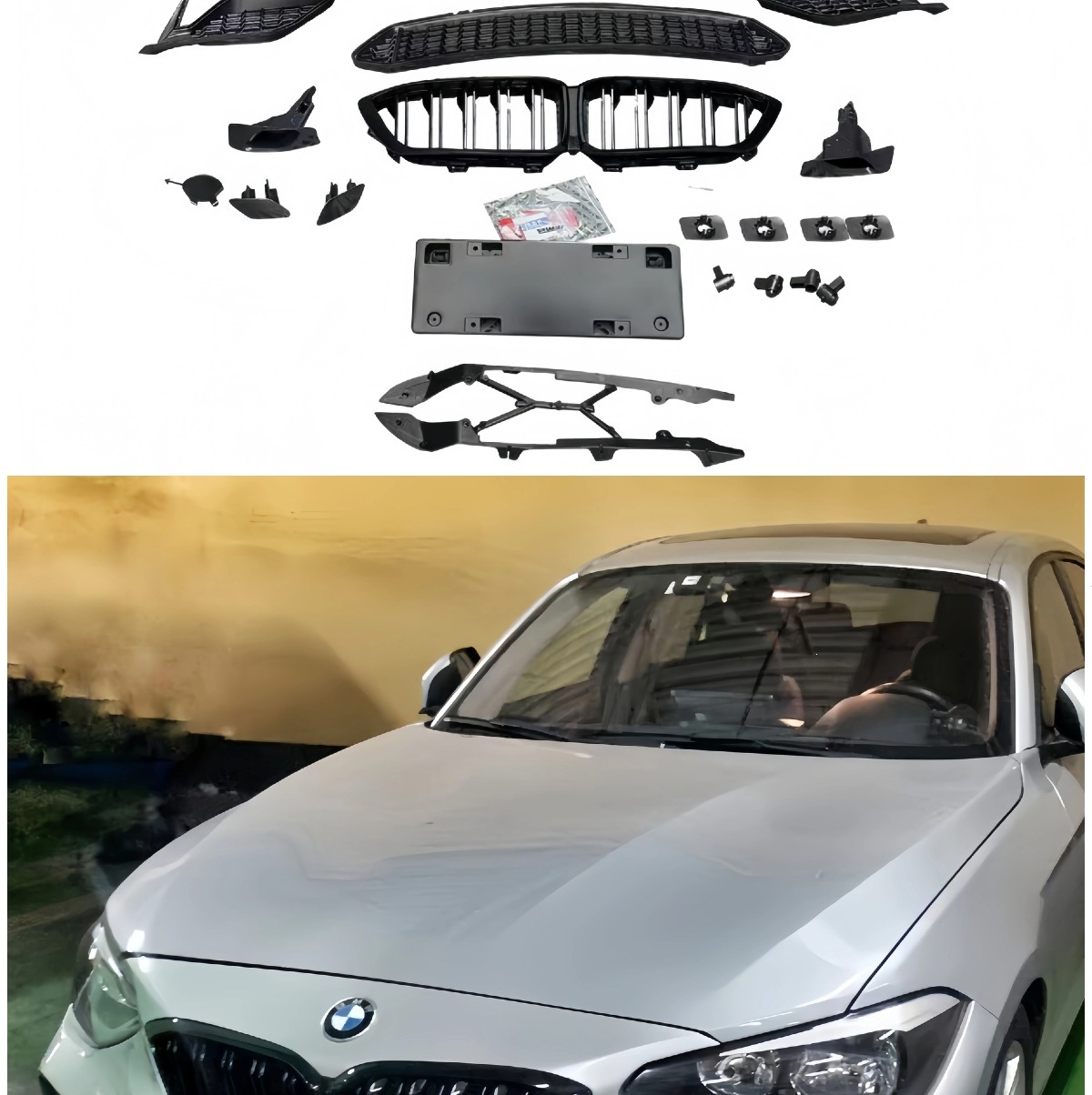 Suitable for BMW F20 modified M2C front bumper assembly, imported 1 Series hatchback body kit, front grille, front lip, front and rear parts