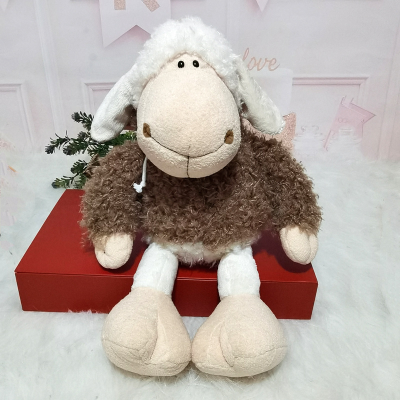 Lindo naranja con capucha de lana de peluche de juguete Cordero muñeca de los niños muñeca de trapo diablo ovejas Regalo de Cumpleaños lote