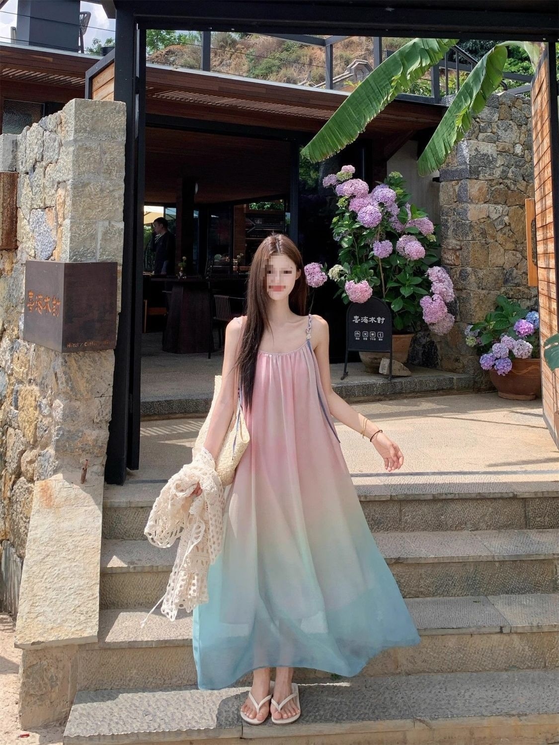 Đầm maxi nữ thắt eo chất voan gradient họa tiết bãi biển mùa hè 2026 — Đầm voan (Version), Đầm voan (phiên bản thường) chi tiết 9