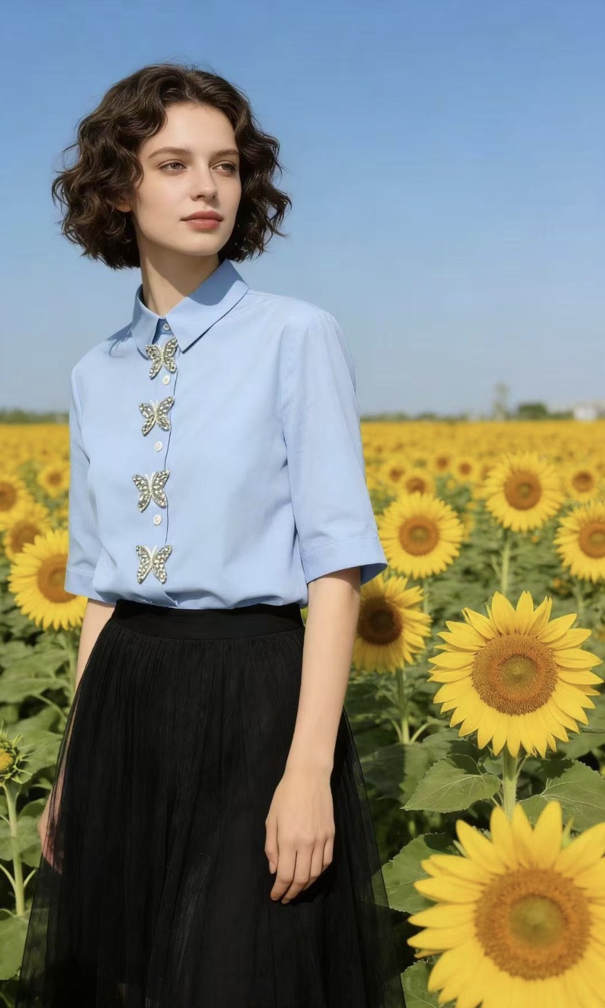 Spring New Arrival Women's Luxurious Oversized Shirt Beaded Long Sleeved Bow Tie Rhinestone Button Europe Style Top_voghion.com