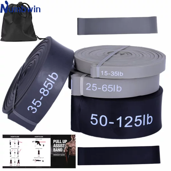 LaTeX 2080 resistance band eight-piece black and gray gradient tension band 10-125 pounds strength training fitness elastic band