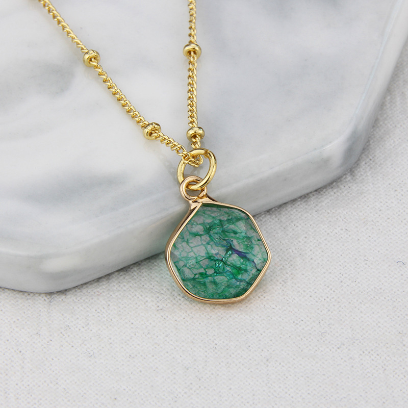 new natural color stone gold-plated natural stone pendant copper necklace