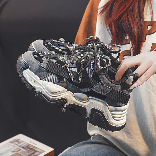 Autumn and winter new Korean version of dad shoes for women, low-top height-increasing shoes, student sports and casual shoes, running shoes, street style fashion shoes