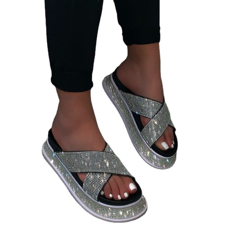Sandalen in Übergröße für Damen, funkelnde Strass-Designs, beliebte Hausschuhe für formelle und legere Anlässe_voghion.com