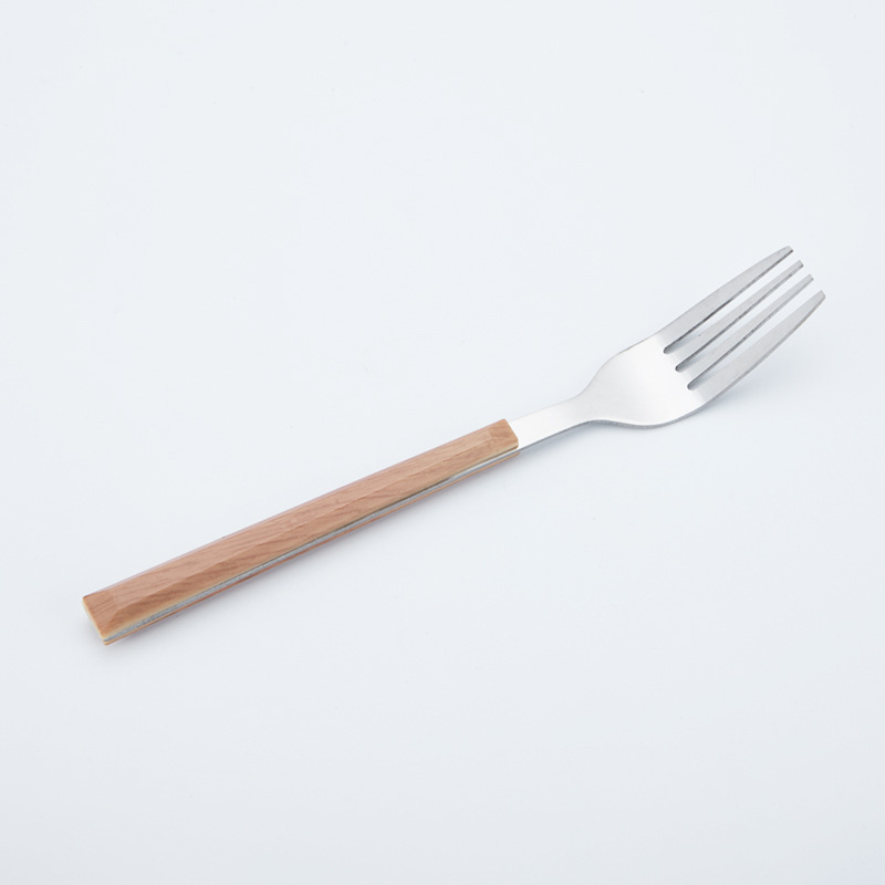 사각 손잡이 나뭇결 과일 포크