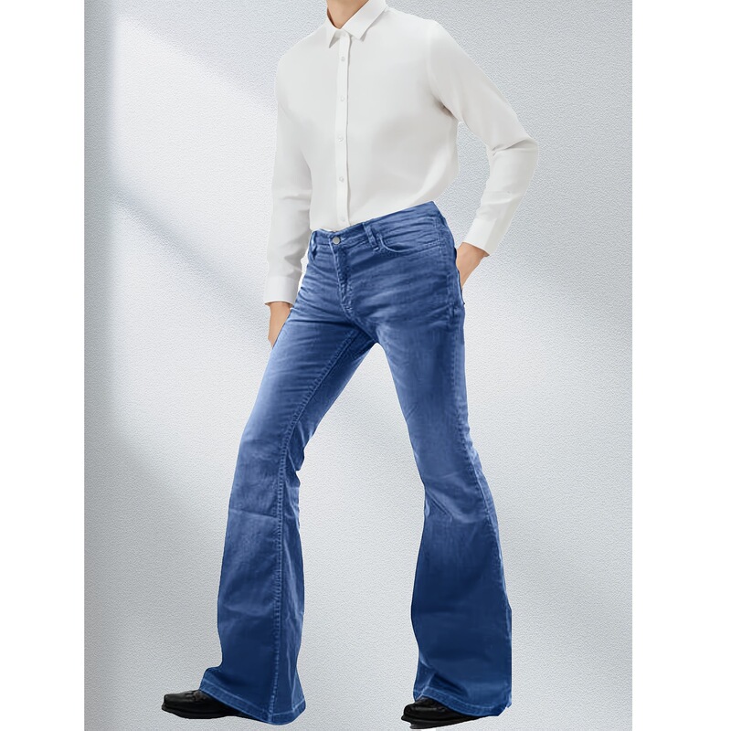 Men's bell-bottom disco pants, bell-bottom jeans, men's retro bell-bottom jeans from the 70s Men's bell-bottom disco pants, bell-bottom jeans, men's retro bell-bottom jeans from the 70s
