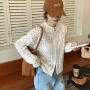 立领镂空拉链钩花开衫