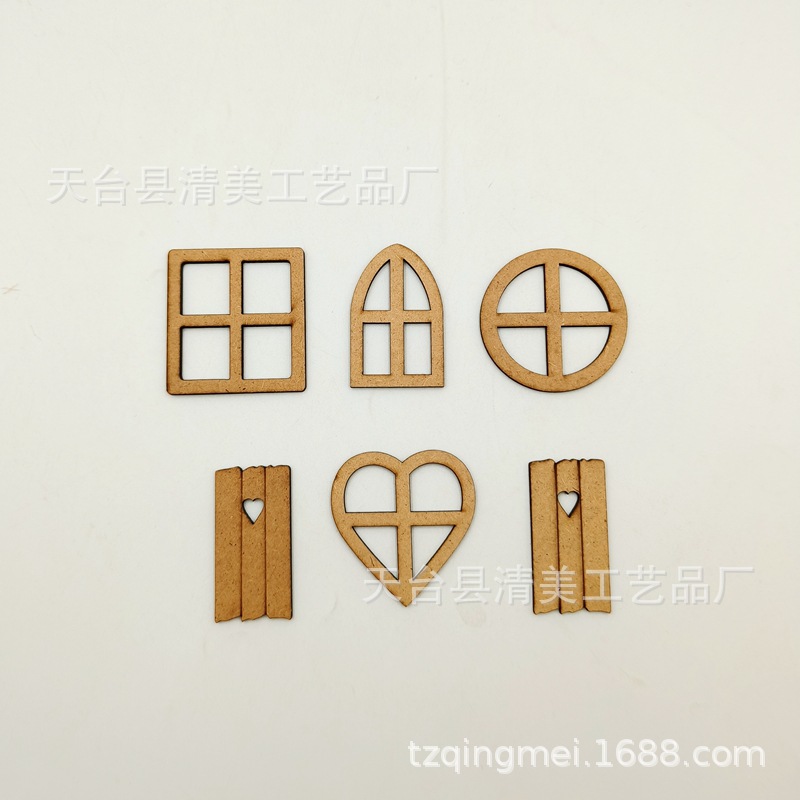6 mezclado hueco cuento de hadas los niños decoración la puerta madera DIY ventana flor juego combinación bloques artesanía