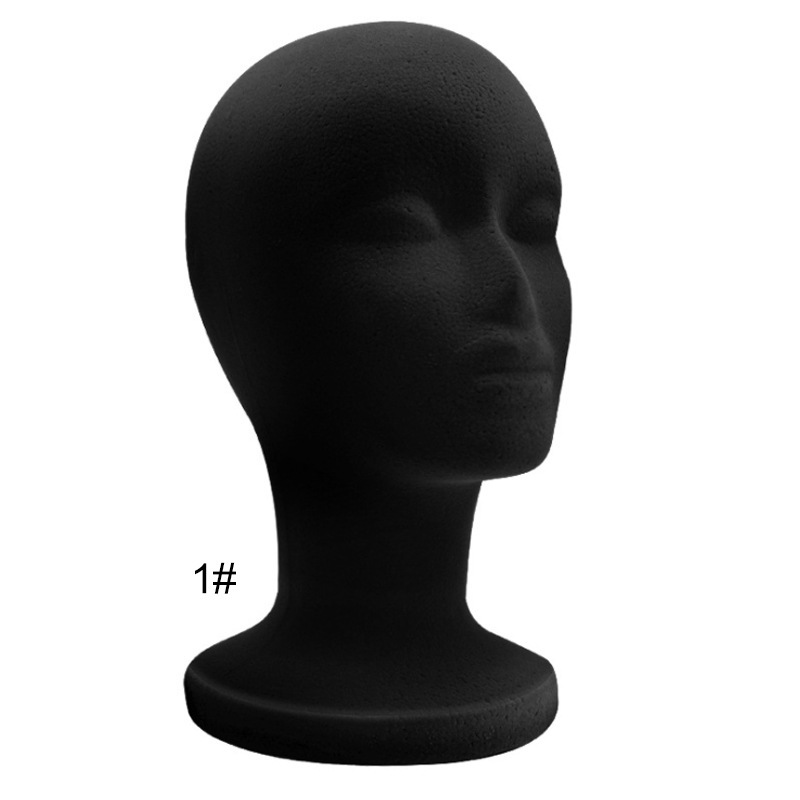 男女の黒い泡の頭の型の泡の人の頭の泡の人の頭のかつらの泡のモデルの頭は頭の型を展示します。|undefined