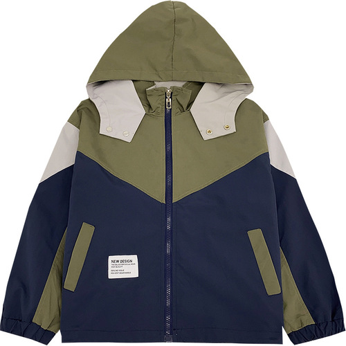 Boys Haimajia outdoor work clothes hooded three-proof jacket jacket 2024 spring and autumn new children's Korean style children's clothing