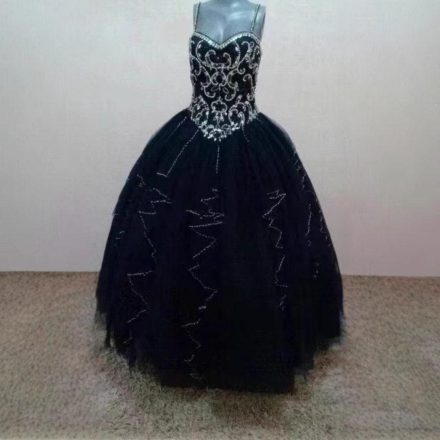 Vestido de Princesa Cielo Estrellado Negro 2026 Verano Sencillo y Elegante para Estudiantes, Exámenes de Arte, Ceremonias de Adultos, Anfitrionas y Concursos.