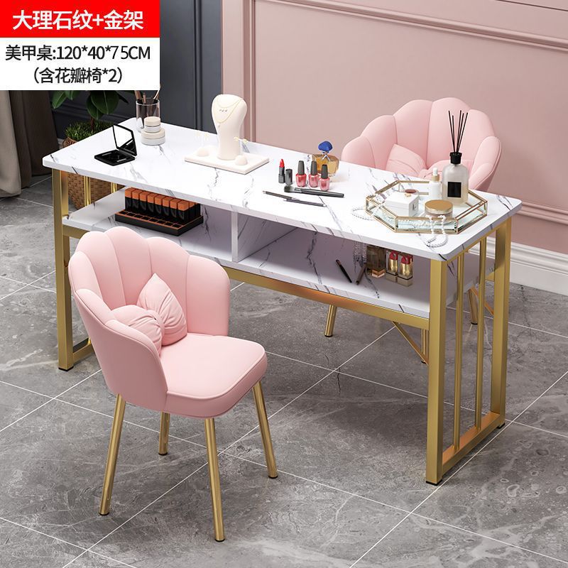 Eryouwei mármol red manicure ligera de lujo mesa japonesa simple mesa de manicure mesa y silla conjunto de imitación de doble