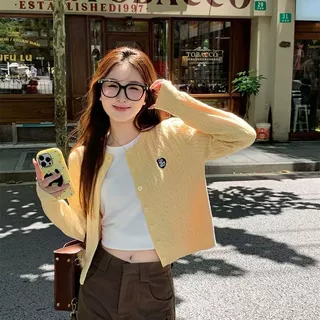 2026早秋新款针织开衫短外套麻花毛衣女装韩系学院风高级现货直发